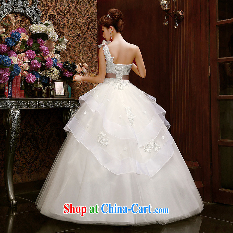 Korean Korean-style single shoulder Princess bridal lace wedding dresses 2015 spring and summer new sweet flowers Custom size to be done is not final, so Pang, shopping on the Internet