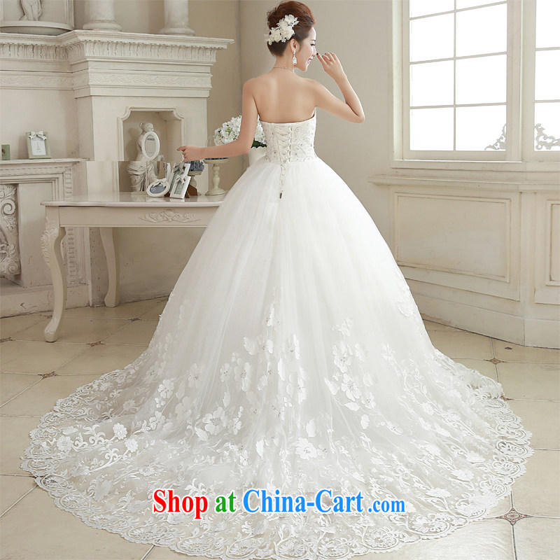 Honeymoon bride spring 2015 new female simple Erase chest parquet drill lace tail wedding dresses white XL, Honeymoon bridal, shopping on the Internet