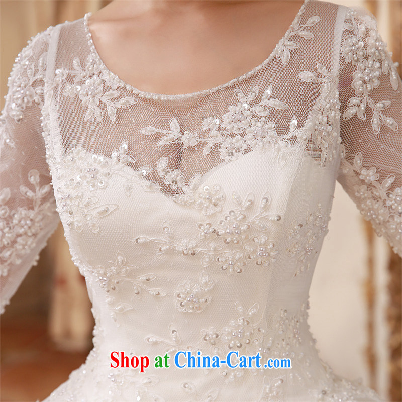 Honeymoon bridal 2015 spring female Korean version the waist cultivating long-sleeved lace shaggy Princess wedding white XL, Honeymoon bridal, shopping on the Internet
