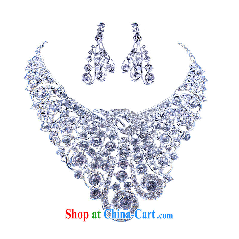 The bride's wedding dresses bridal accessories luxury diamond necklace Peacock 104, a bride, shopping on the Internet