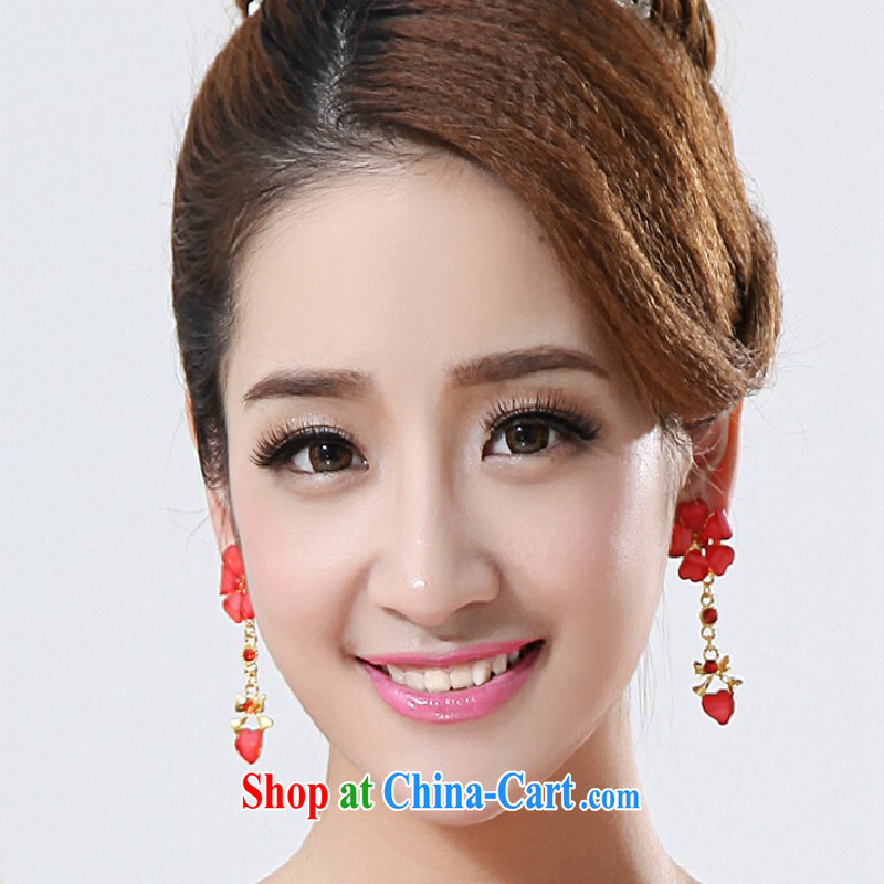 New earrings bridal wedding wedding supplies wedding dresses accessories accessories water drilling red, love so Pang, and shopping on the Internet