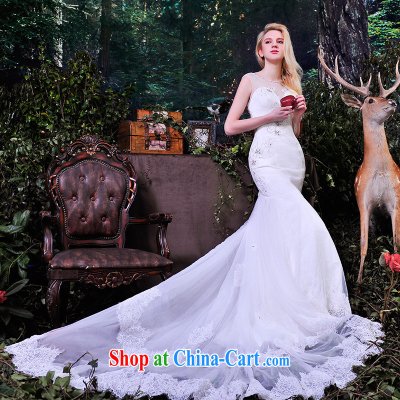 Garden 2015 spring and summer, bridal wedding dresses package shoulder lace sexy back exposed crowsfoot wedding tail S 832 white tail 100 173 cm - M