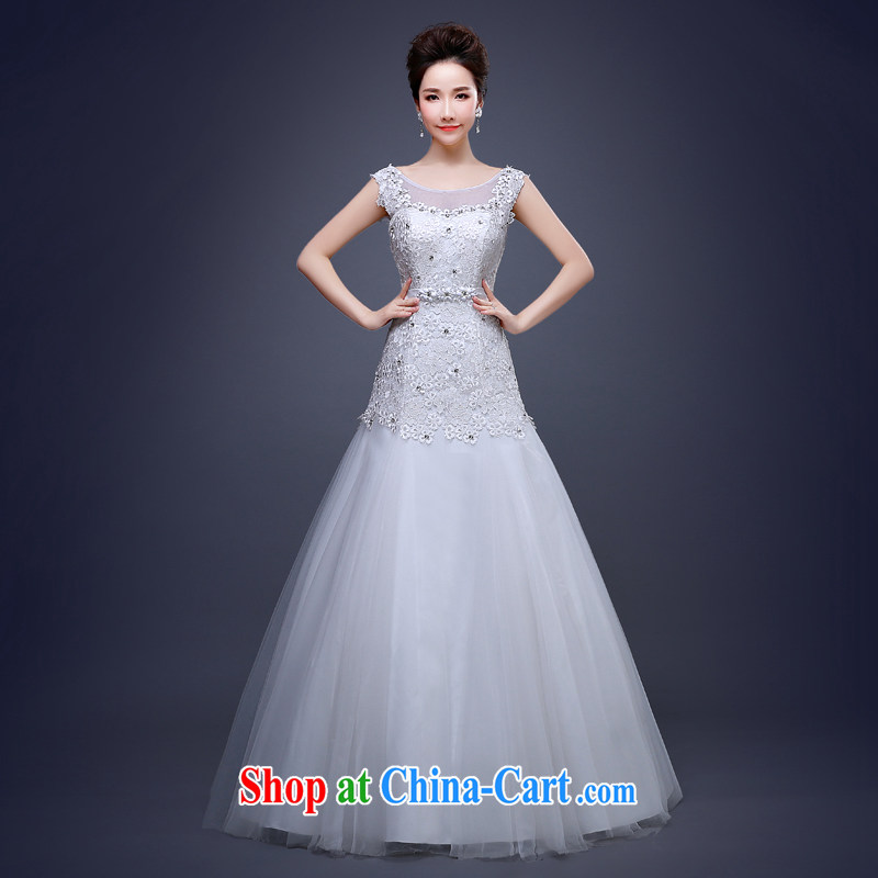 Jie MIA 2015 spring and summer new wedding toast marriage service dress tail married women the field shoulder white XXL