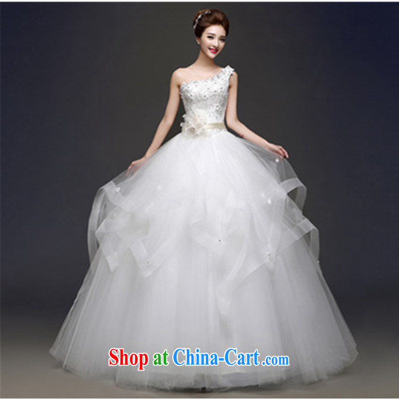 2015 spring and summer new stylish Korean single shoulder beauty with the Code white marriages wedding dresses video thin single shoulder, tailored_cannot be returned.