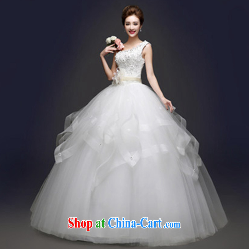 2015 spring and summer new stylish Korean single shoulder beauty with the Code white marriages wedding dresses video thin single shoulder, tailored/cannot be refunded, adfenna, shopping on the Internet
