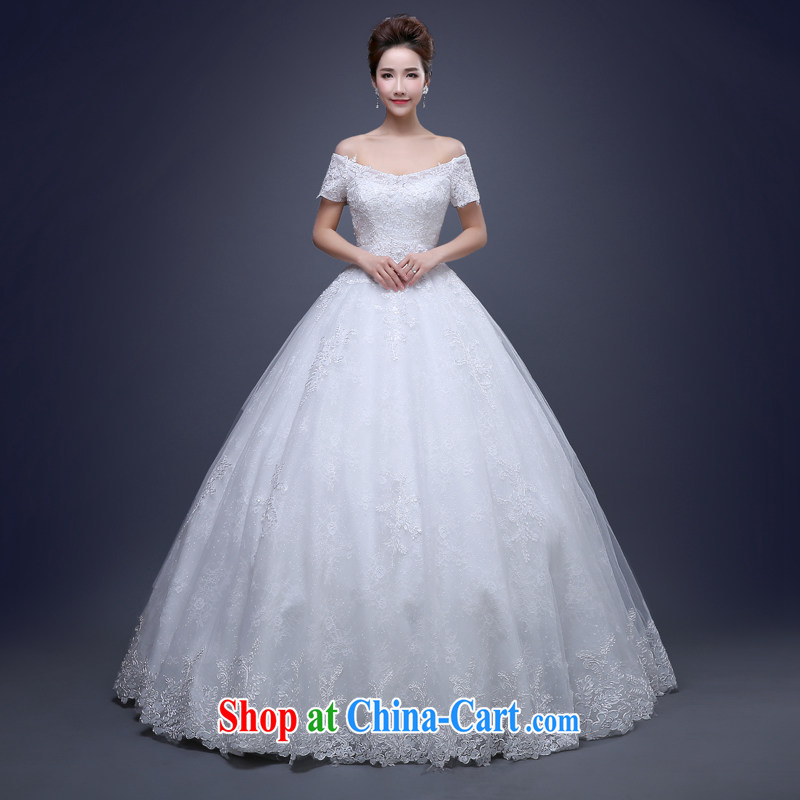 Jie MIA 2015 white spring new dual-shoulder dress graphics thin shaggy dress uniform toast bridal beauty services performed marriage ceremony white XXL