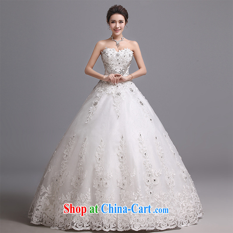 Hi Ka-hi wedding dresses new 2015 fall and winter Korean bridal white beauty with parquet drill wiped his chest J Ms. 011 to align paragraph XXXL