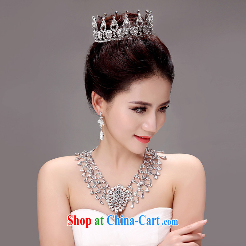 Honeymoon bride Korean-style new bride large crown and ornaments wedding hair accessories wedding jewelry accessories white, Honeymoon bridal, shopping on the Internet