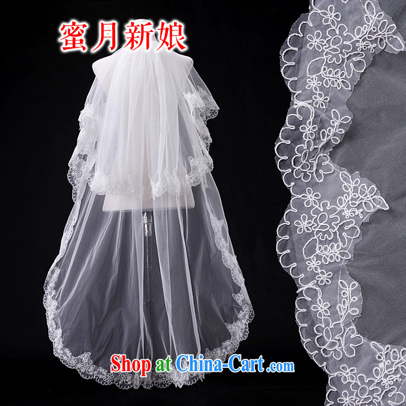 Honeymoon bridal bridal head yarn boutique lace lace and yarn bridal wedding accessories double 1.8M head yarn white