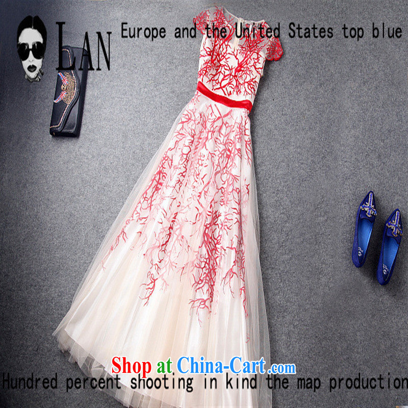 2014 European and American big genuine Evening Dress annual conference moderator dress and embroidery long dress 1360 T XL red, blue rain bow, and, on-line shopping