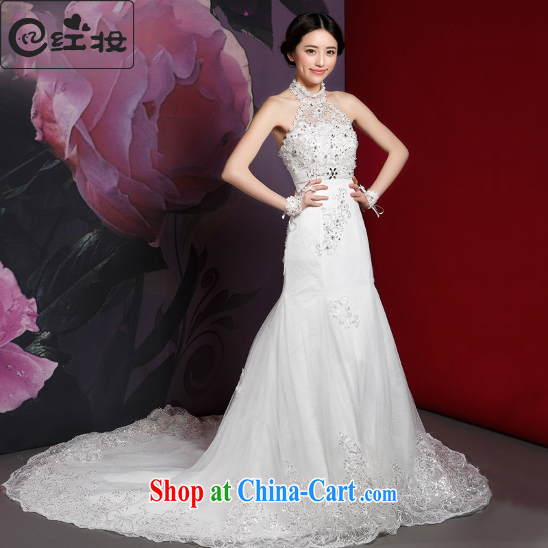 Recall that the red makeup wedding dresses new 2015 Korean version is also crowsfoot stylish wood drill cultivating graphics thin elegant tail H 14,727 white XL