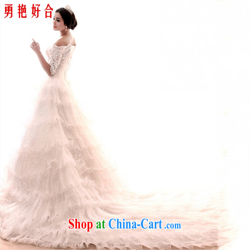 Yong-yan and new wedding dresses spring 2015 the Field shoulder high lace graphics thin cultivating long-tail diamond jewelry, crowsfoot wedding white tail XL