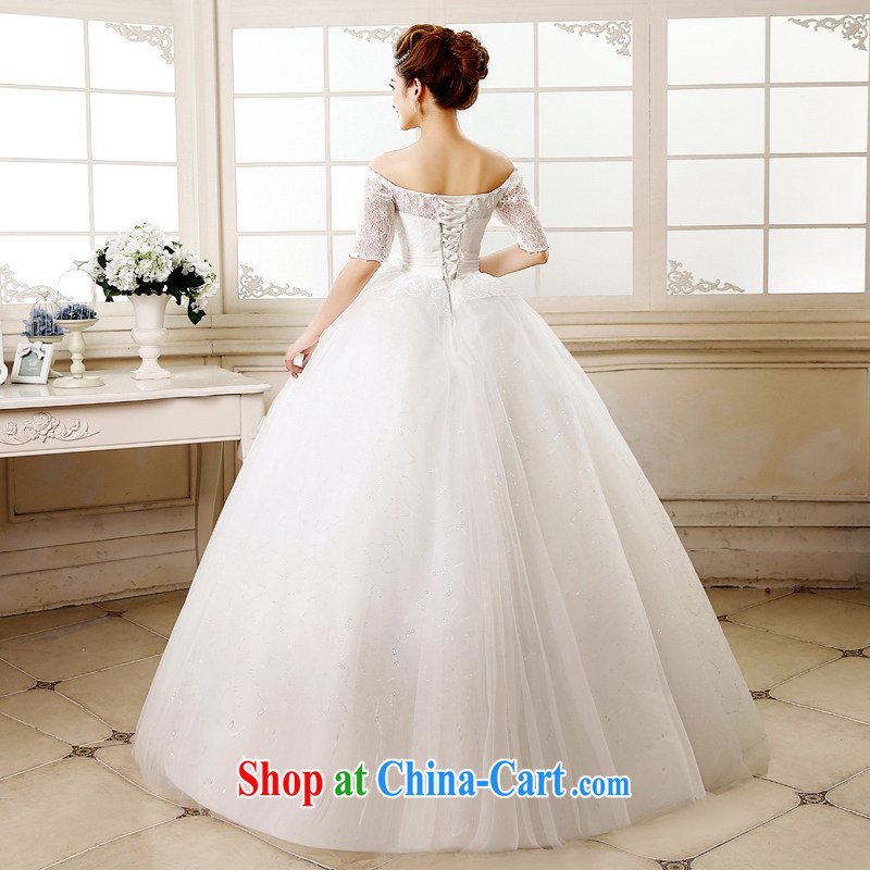 Time his wedding dresses new 2015 spring and summer, long-sleeved bridal wedding pregnant women high waist a field shoulder lace stylish simplicity and the Code white XXL, time, and shopping on the Internet