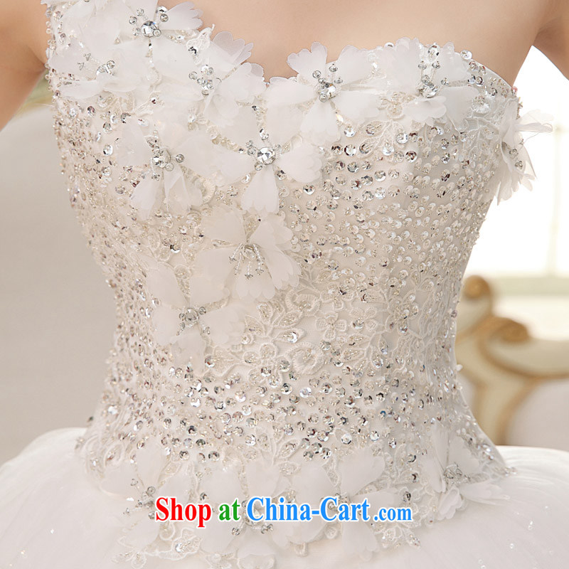 Time Syria, Japan, and South Korea wedding dresses dress 2015 new spring and summer Korean style single shoulder flowers larger graphics thin female white L, time, and shopping on the Internet