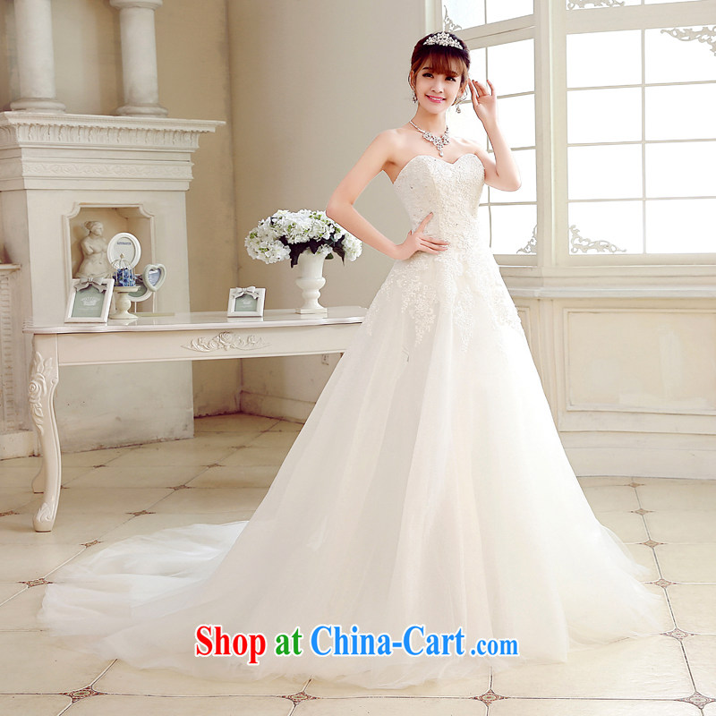 Time His minimalist dress with small tail 2015 spring and summer new tail wedding dresses wiped chest A Field dress, Japan, and South Korea long drag bridal wedding white M, time, and shopping on the Internet