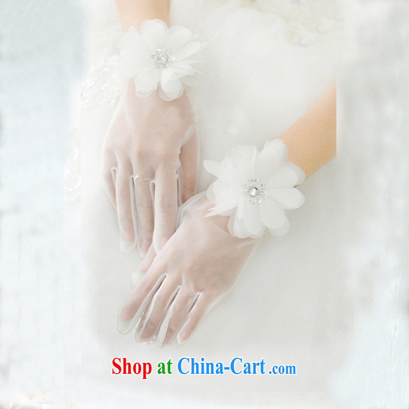 DressilyMe elegant sweet fine Web yarn manually take Wrist Strap long bridal wedding gloves - White - 20 - 25 CM, DRESSILY ME OCCASIONS WEAR ON - LINE, shopping on the Internet