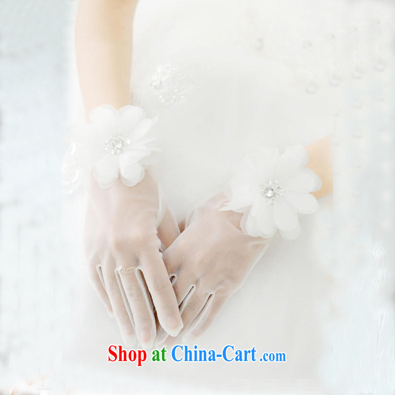 DressilyMe elegant sweet fine Web yarn manually take Wrist Strap long bridal wedding gloves - White - 20 - 25 CM, DRESSILY ME OCCASIONS WEAR ON - LINE, shopping on the Internet