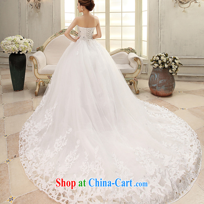 wedding dresses new 2015 the code white tail Korean Princess long-tail Deluxe bare chest parquet drill embroidery graphics thin wedding pleasant bride's tail XXL, pleasant bride, shopping on the Internet