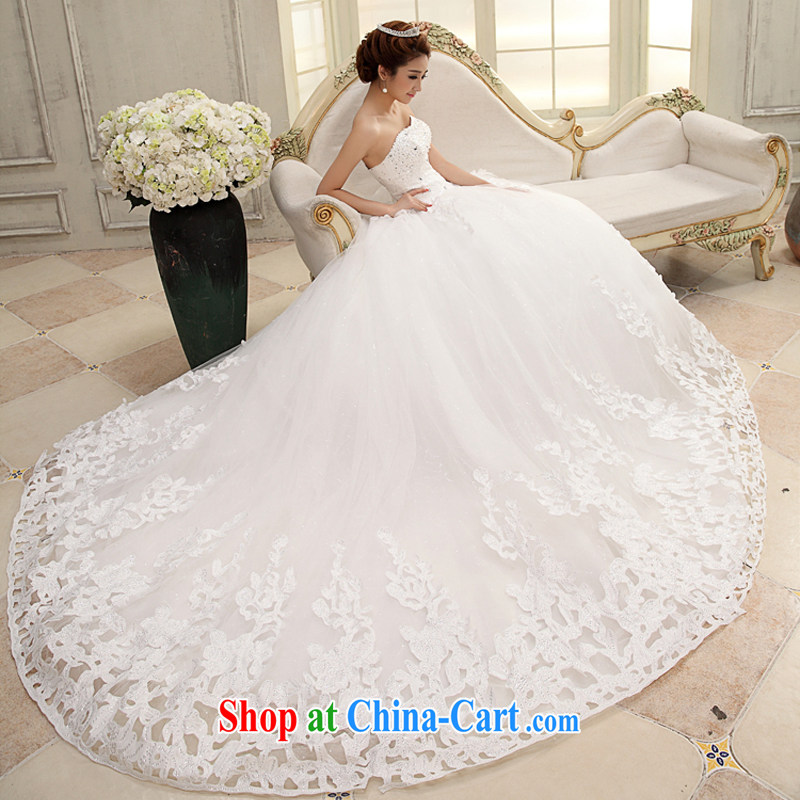 wedding dresses new 2015 the code white tail Korean Princess long-tail Deluxe bare chest parquet drill embroidery graphics thin wedding pleasant bride's tail XXL, pleasant bride, shopping on the Internet