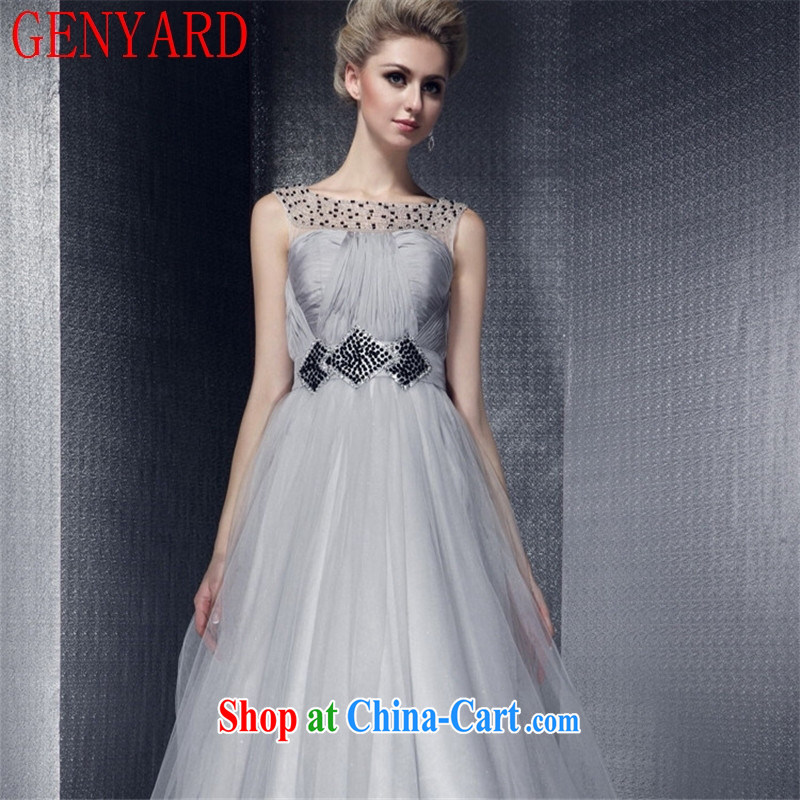 GENYARD 2015 New Field shoulder shoulders diamond mosaic-waist dinner terrace back evening dress long red XXXL