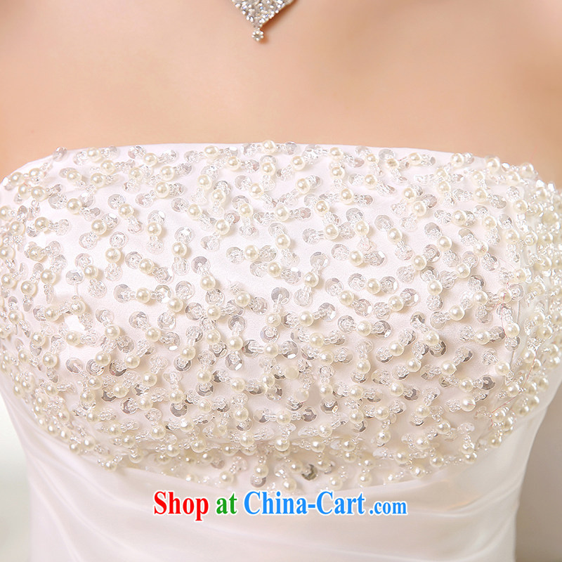 Rain is still Yi 2015 new bride wedding dress white Princess Mary Magdalene chest stylish upmarket graphics thin large code staples beads with wedding HS 889 white tailored, rain is clothing, and shopping on the Internet