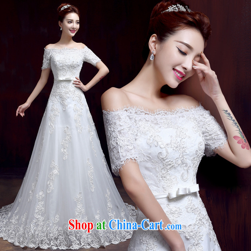 Italian designer 2015 new spring and summer wedding dresses and the Korean version stylish lace-tail crowsfoot a Field shoulder wedding long-sleeved A field, and enjoy wearing, and shopping on the Internet
