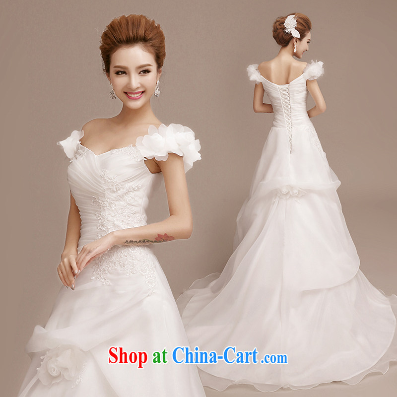 wedding dresses 2015 new spring and summer Korean small-tail field shoulder wedding, double-shoulder bridal wedding beauty white