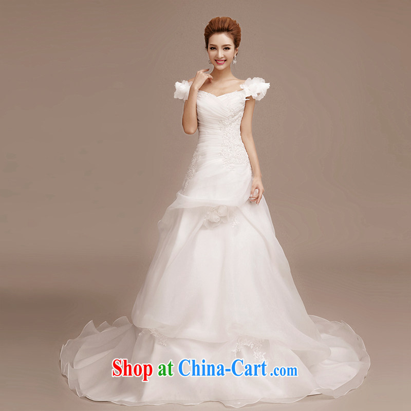 wedding dresses 2015 new spring and summer Korean small-tail field shoulder wedding, double-shoulder bridal wedding beauty white, enjoy wearing, and shopping on the Internet