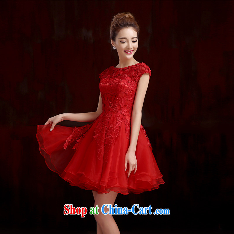 Bridal toast service 2015 new spring fashion red lace wedding dresses small short bridesmaid dress summer dress red