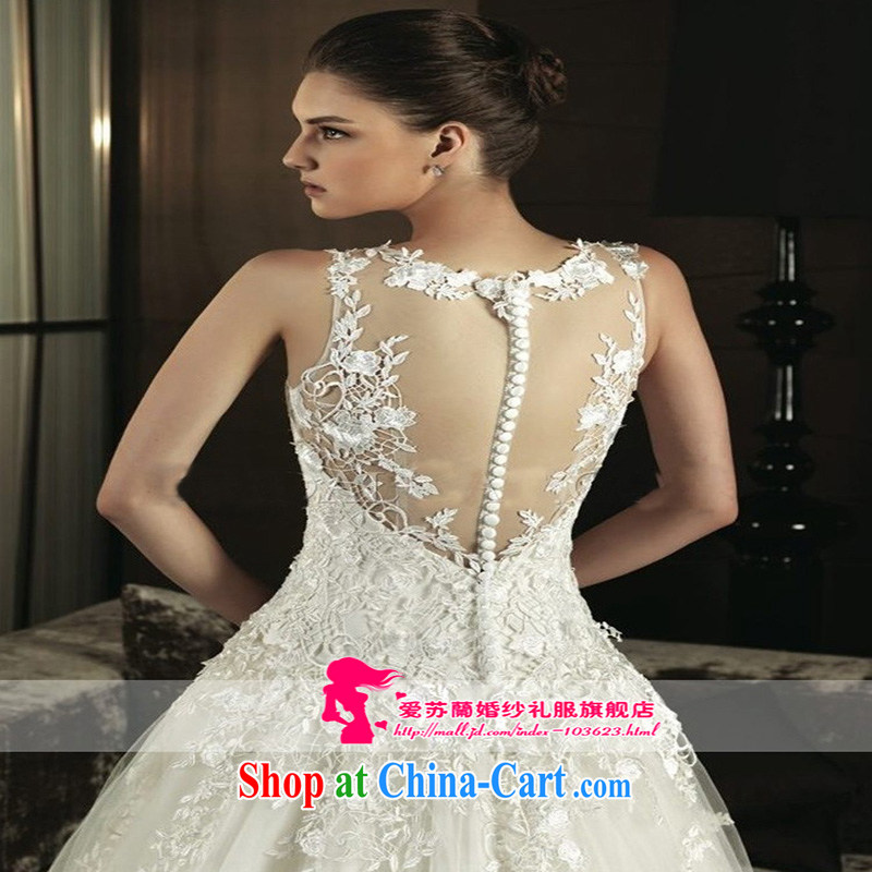 Sexy large terrace back wedding dresses Openwork wedding Deluxe Big long-tail and elegant embroidery export trade wedding white L upscale custom, so Balaam, and shopping on the Internet