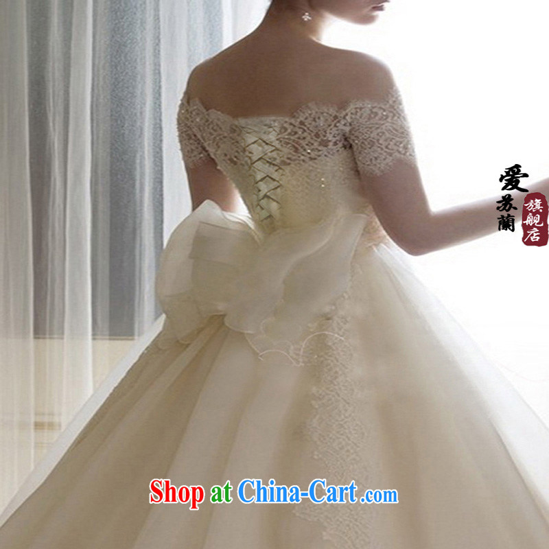 2015 new bride wedding a shoulder lace European root yarn long-tail wedding Korean Dream luxury trade white L so Balaam, and shopping on the Internet