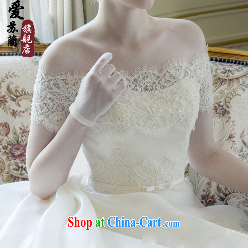 2015 new bride wedding a shoulder lace European root yarn long-tail wedding Korean Dream luxury trade white L so Balaam, and shopping on the Internet