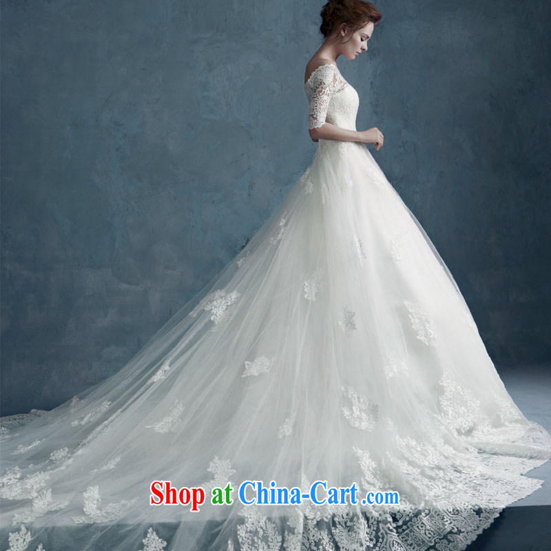 2015 spring and summer New Field shoulder collar bridal wedding dresses long-tail with large code beauty lace the tail strap, 60 CM tail M