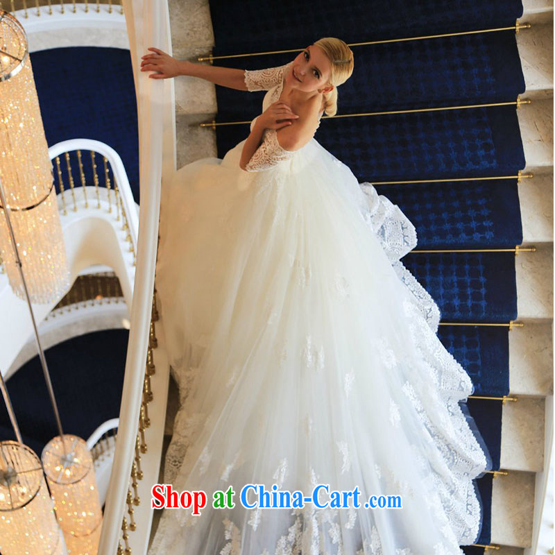 2015 spring and summer New Field shoulder collar bridal wedding dresses long-tail alignment to the Code beauty lace-the-tail strap, 60 CM tail M, dirty man, shopping on the Internet