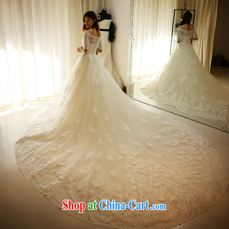 2015 spring and summer New Field shoulder collar bridal wedding dresses long-tail alignment to the Code beauty lace-the-tail strap, 60 CM tail M, dirty man, shopping on the Internet