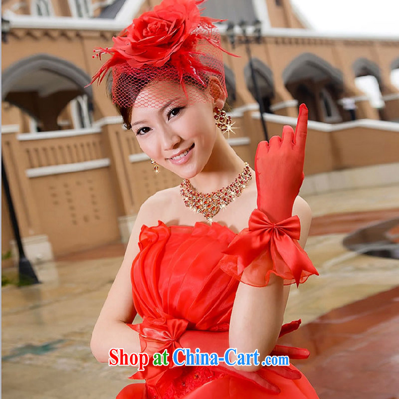 Time his bride's wedding accessories gloves red short Web yarn gloves spring and summer bridal wedding dresses gloves red are code, the time, and shopping on the Internet