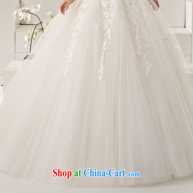 A bare shoulders chest bridal wedding dresses long-tail new 2015 spring and summer simple lace beauty small trailing the field shoulder straps, M, clean animation, shopping on the Internet