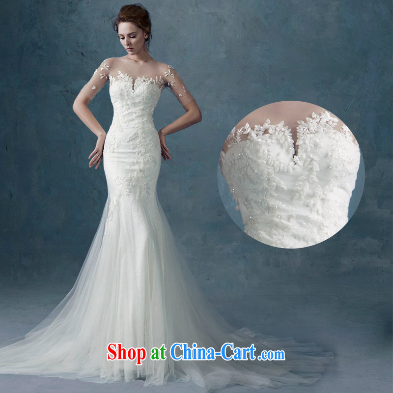 2015 spring and summer new stylish one shoulder lace beauty graphics thin-waist crowsfoot wedding dresses small-tail custom white tailored, clean comics, and shopping on the Internet