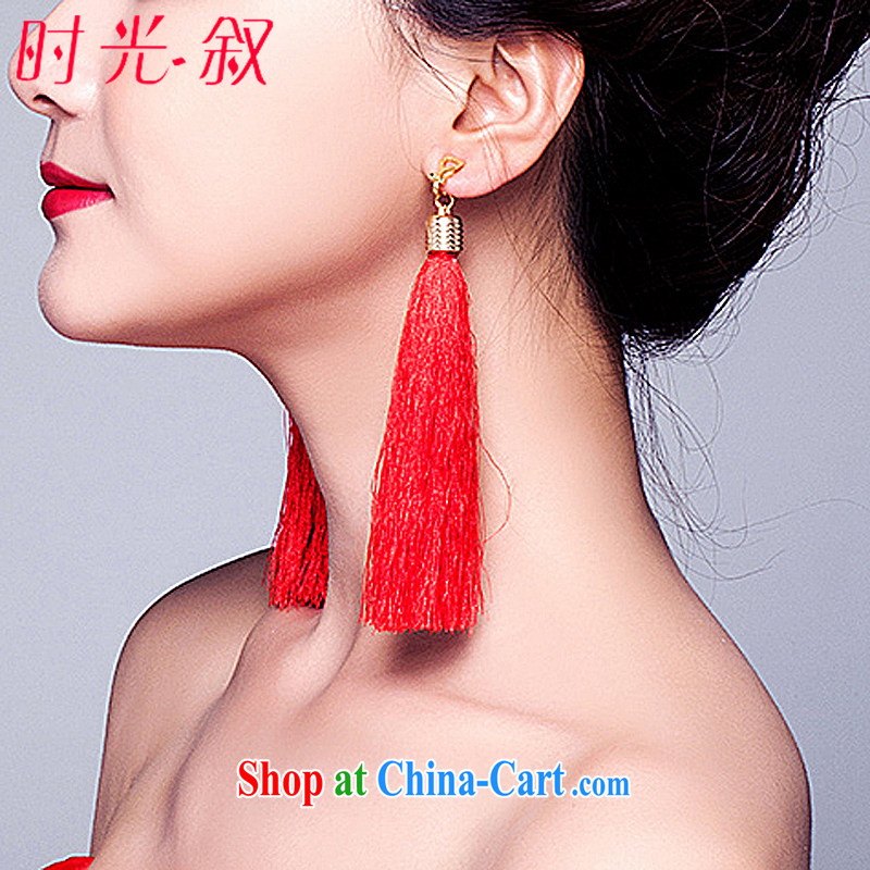 Syria Time 2015 new Chinese classical stream Su earrings marriages ear ornaments no if they pierced their ears ear clip dress with red are code