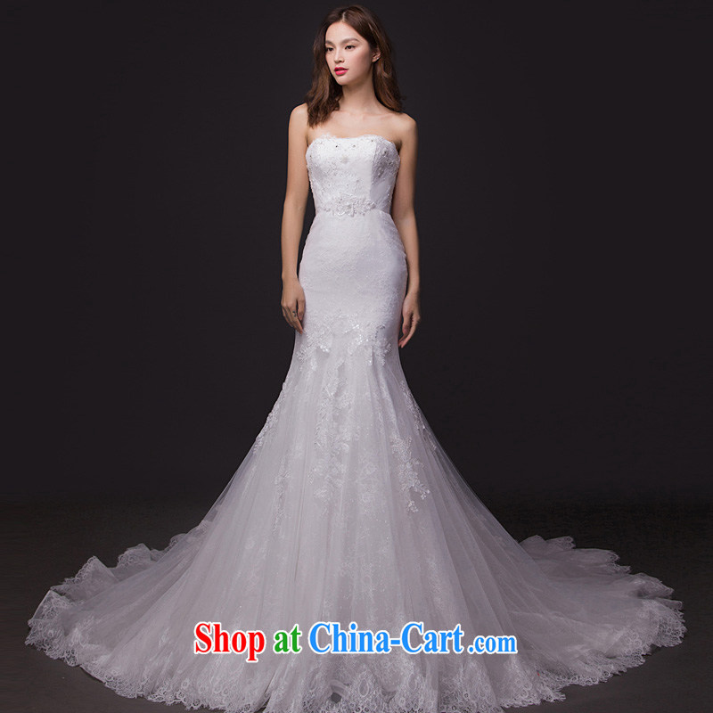 The short long crowsfoot wedding small tail wiped his chest lace wedding dresses for tall thin bridal style white XL, Ho full chamber, shopping on the Internet