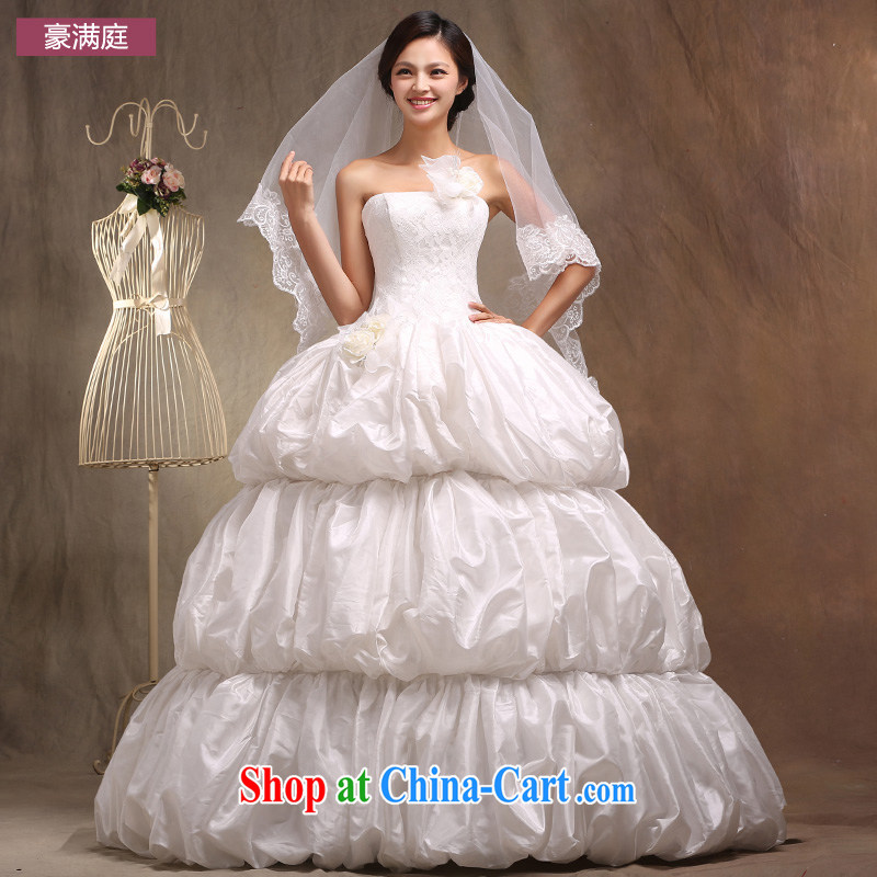 wedding dresses 2015 spring and summer New with wedding Mary Magdalene pregnant women breast larger Cinderella, with wedding cake dress white XL