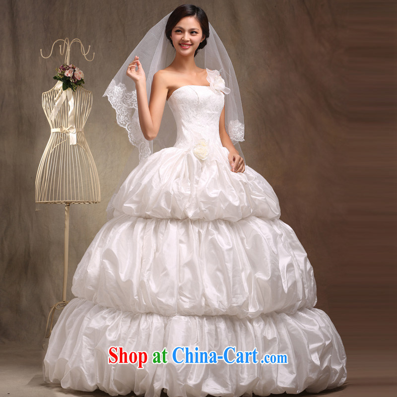 wedding dresses 2015 spring and summer New with wedding Mary Magdalene pregnant women breast larger Cinderella, with wedding cake dress white XL, Ho full chamber, shopping on the Internet