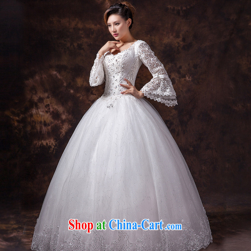 wedding dresses 2015 spring and summer New Custom Cinderella, with larger long-sleeved one shoulder Openwork lace wedding white XL, Ho full chamber, shopping on the Internet
