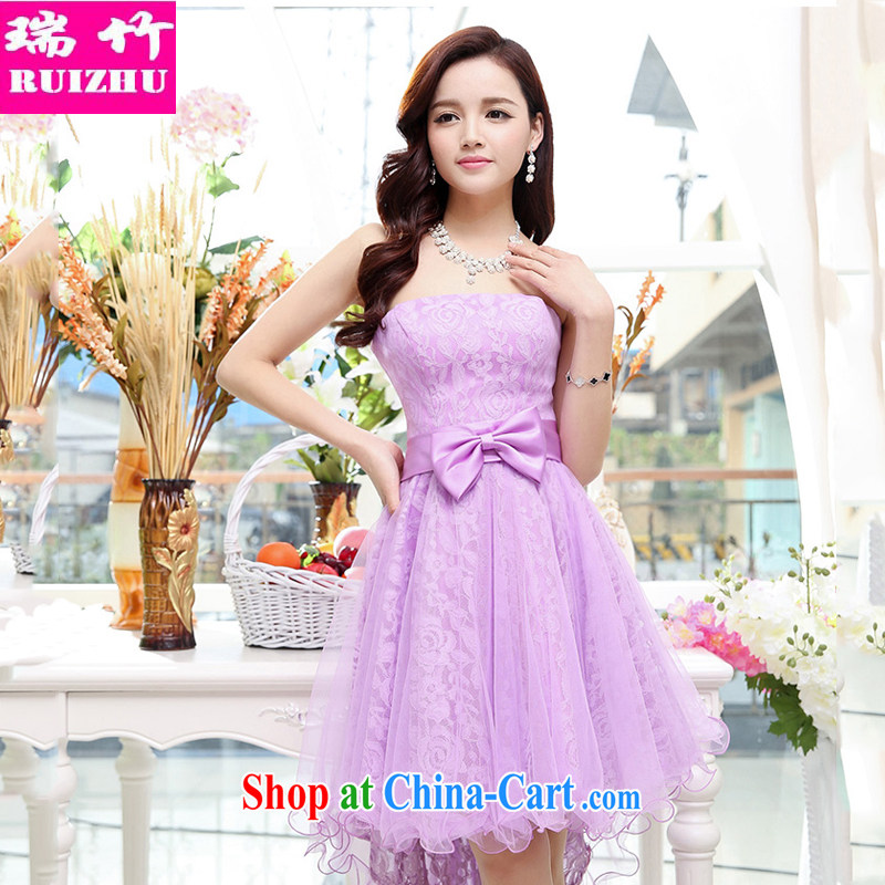 Shui bamboo 2015 spring summer and autumn, the bare chest buds Silk Dresses wavy edge small tail marriages wedding bridesmaid evening gown butterfly knot tied with the lumbar shaggy dress white XL, Shui bamboo (RUIZHU), online shopping