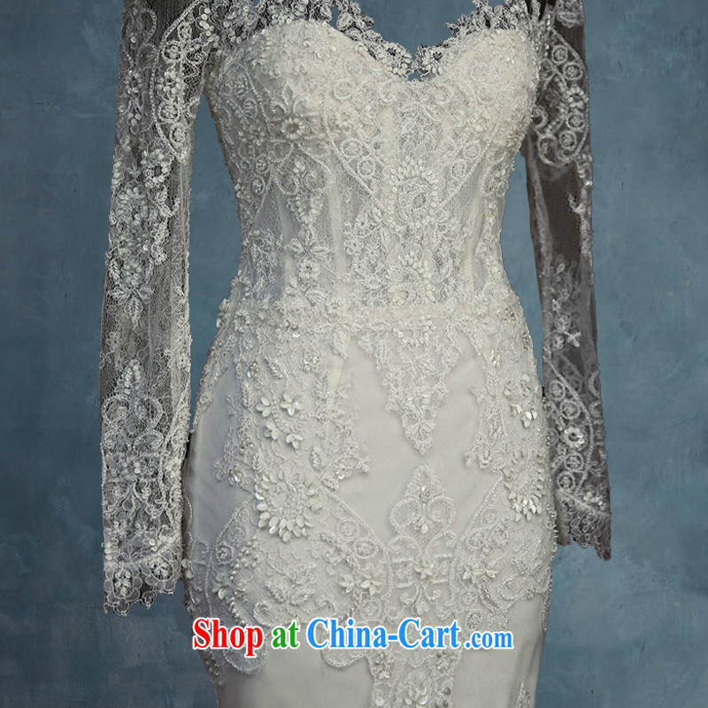 At Merlion wedding dresses 2015 new spring and summer fashion the Field shoulder lace cultivating long-sleeved package and the waist small trailing white tailored straps, clean comics, and shopping on the Internet