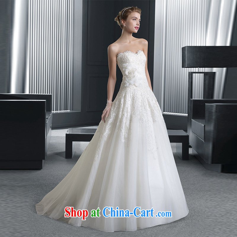 The field shoulder bare chest bridal wedding dresses 2015 spring and summer new minimalist A field with lace-cultivating small-tail a Field shoulder, L, dirty man, online shopping