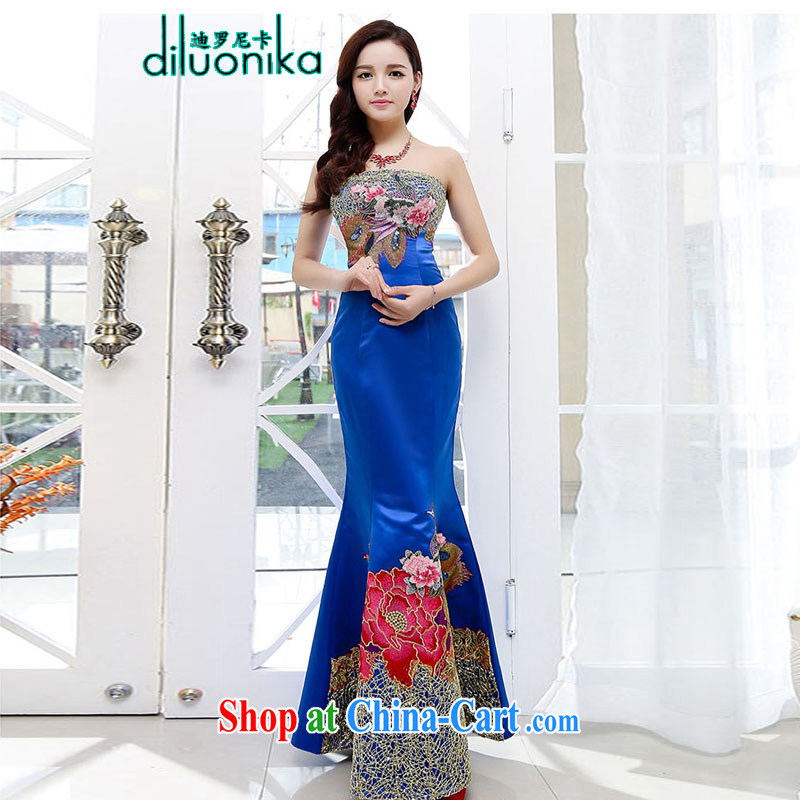 Law, 2015 New Beauty video slim, drag and drop, bridal banquet toast serving upscale moderator crowsfoot dress Bo Lan M