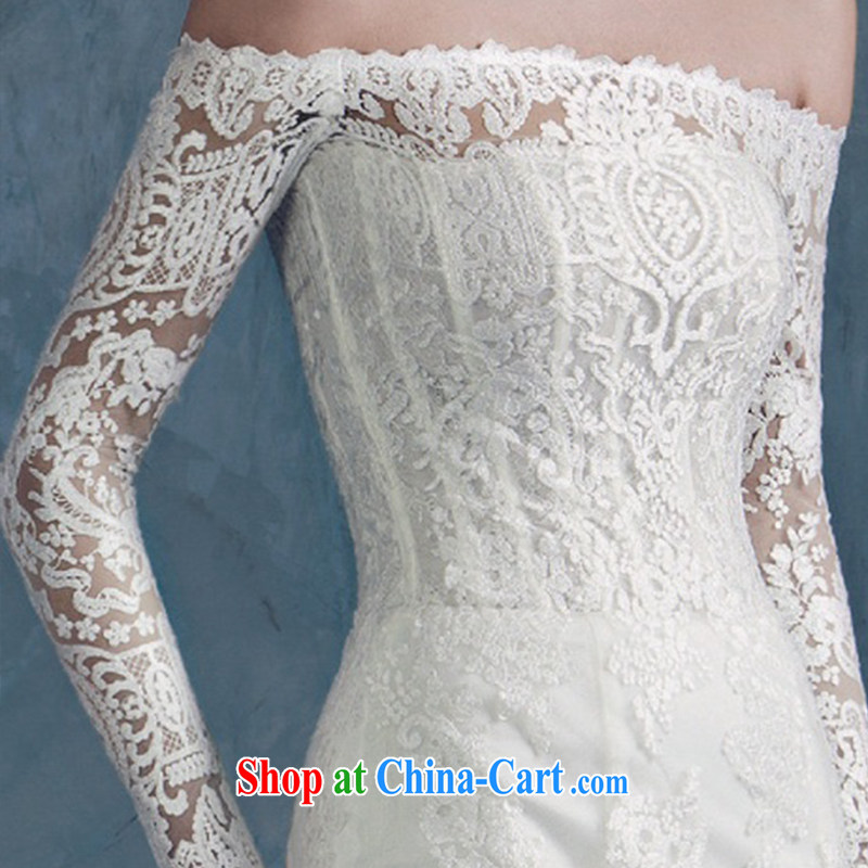2015 spring and summer new stylish the Field shoulder retro long-sleeved lace cultivating the waist crowsfoot wedding dresses the tail tie-down, tailored to clean animated, online shopping