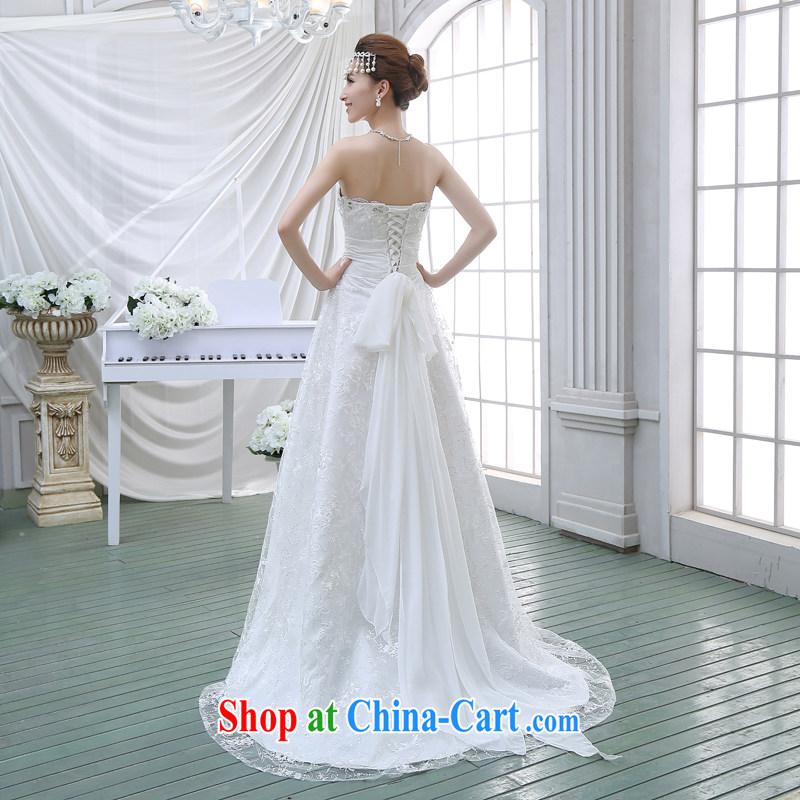 New 2015 wedding dresses bare chest small tail crowsfoot style beauty Korean bridal lace with the Code winter white L, my dear bride (BABY BPIDEB), online shopping