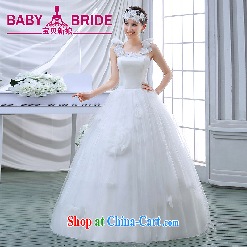 Spring 2015 new Korean minimalist Princess double-shoulder lace retro field shoulder shaggy dress with wedding white L